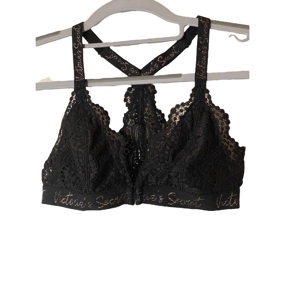 Victoria Secret bra Bralette black lace Wireless Racerback Sz S‎